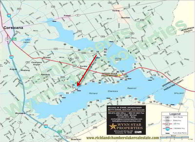 Richland Chambers Lake Map Crab Creek Landing Subdivision